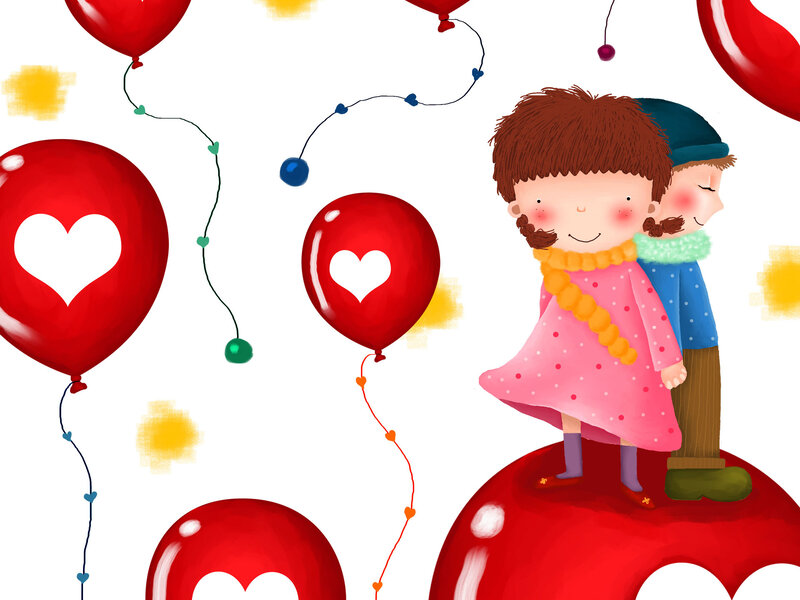 Two Children on Balloon
