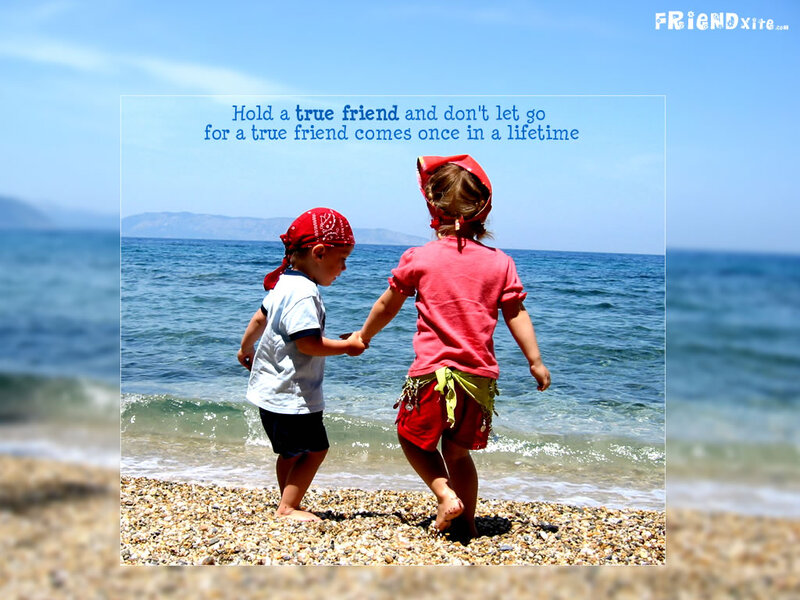 Two Children on Beach — Blue, Serene