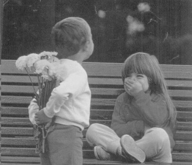 Two Children on Bench — Black