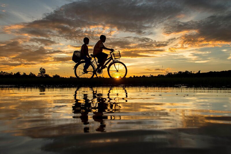 Two Children on Bicycle