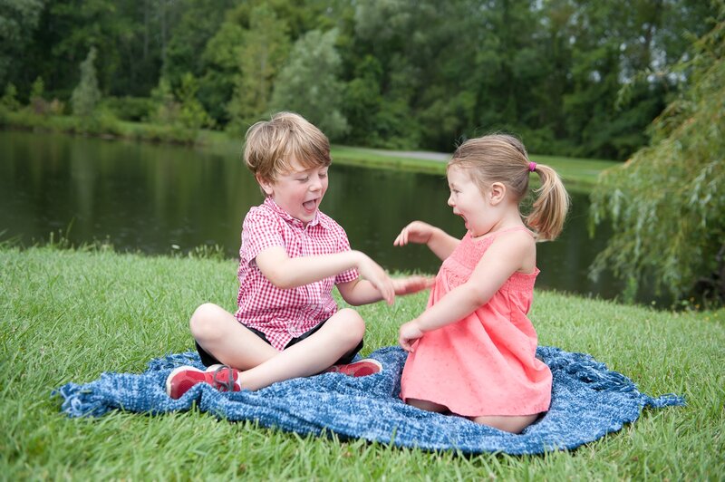 Two Children on Blanket
