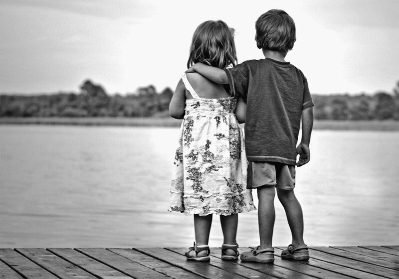 Two Children on Dock — Black