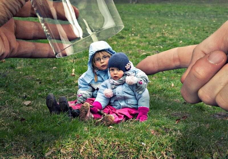 Two Children on Grass