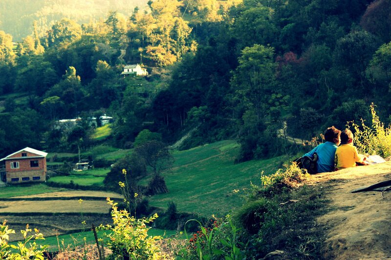 Two Children on Hillside