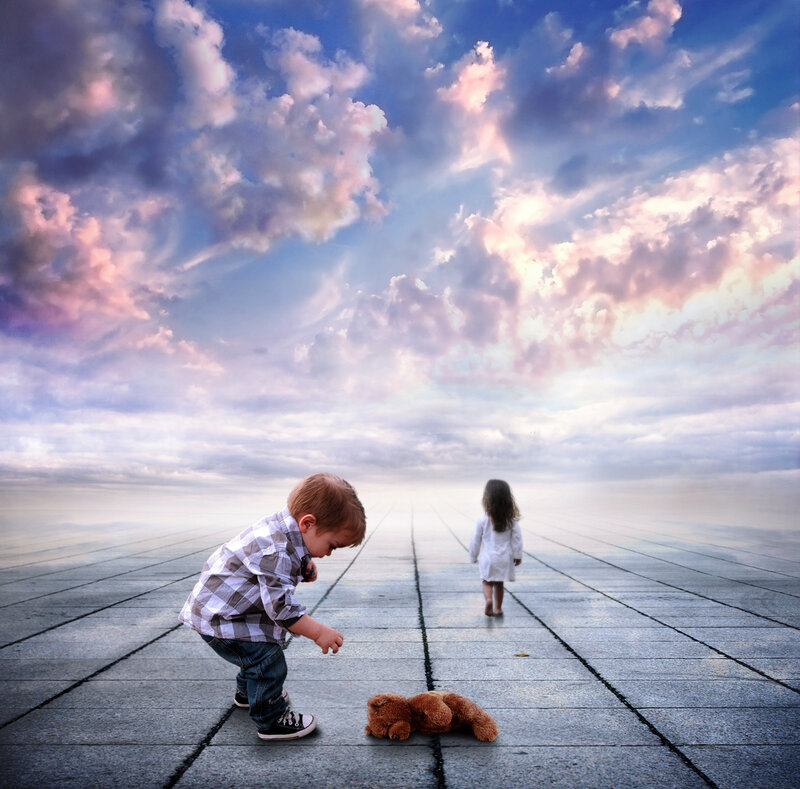 Two Children on Pavement