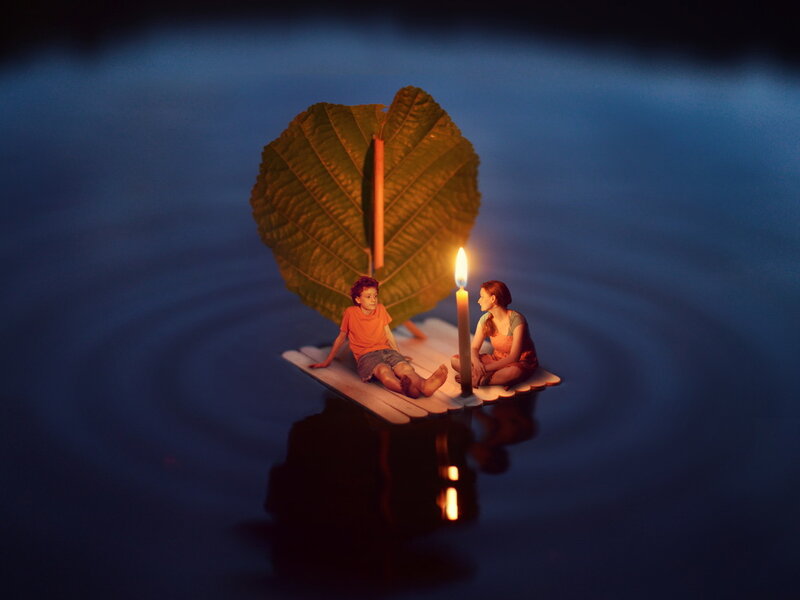 Two Children on Raft