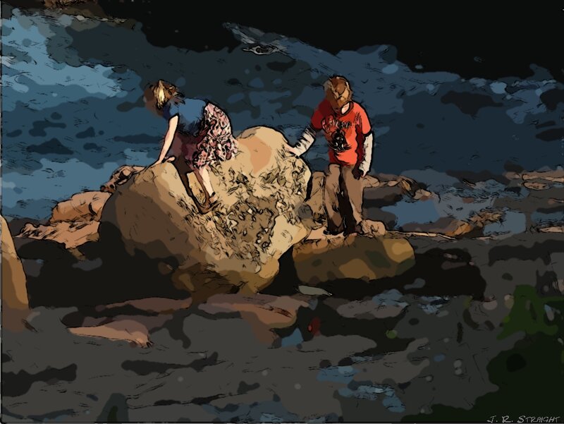 Two Children on Rocks