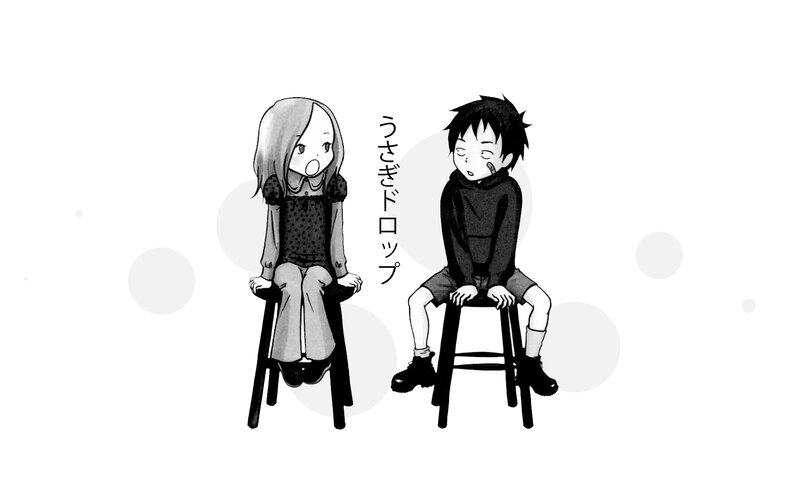 Two children on stools