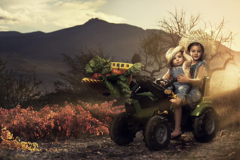 Two Children on Tractor