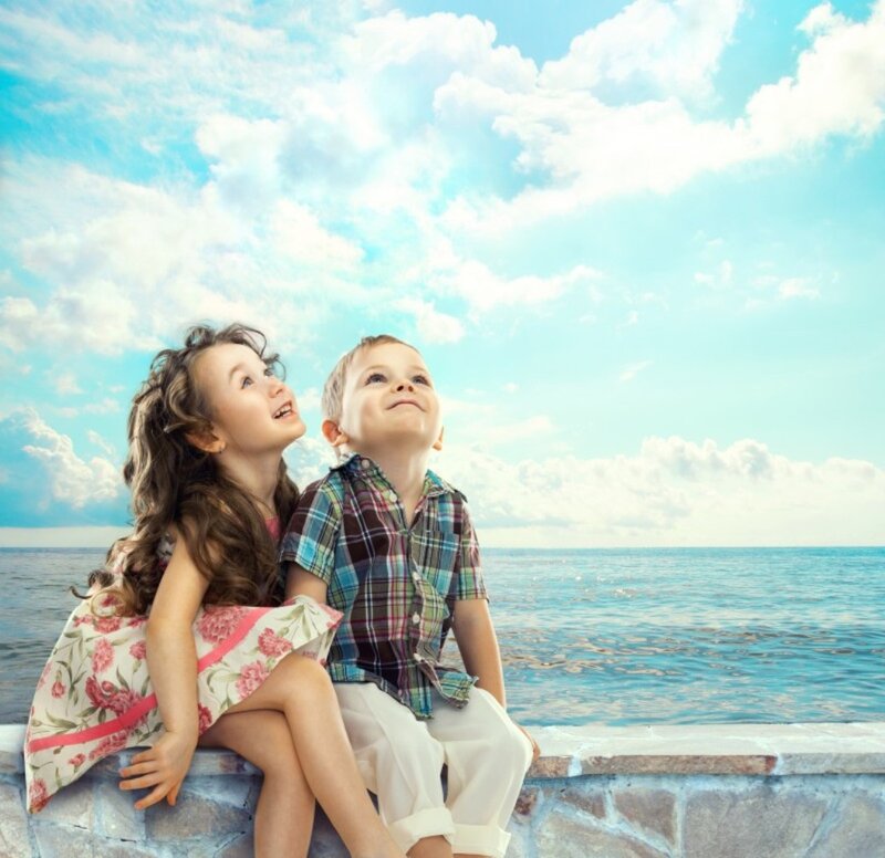 Two Children on Wall