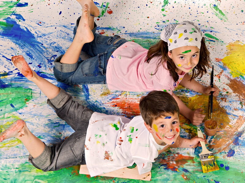 Two Children Painting
