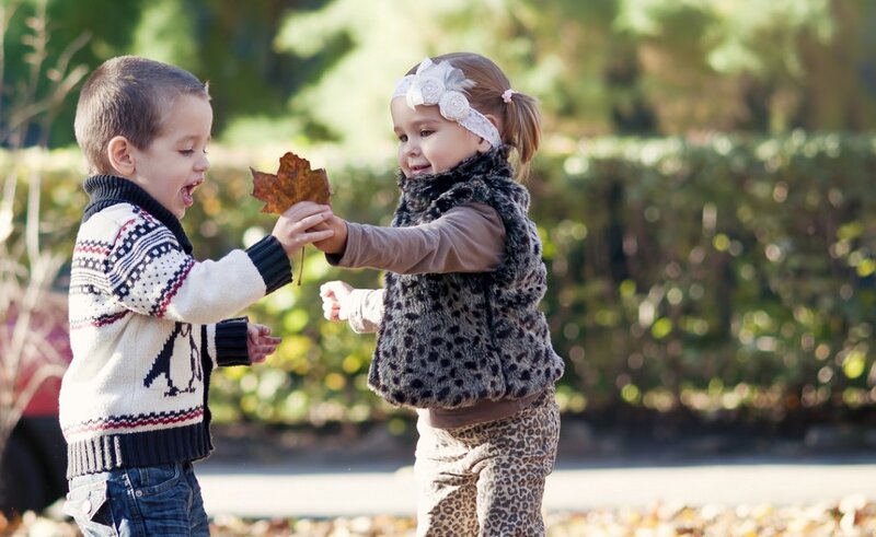 Two Children Playing — Brown, Playful