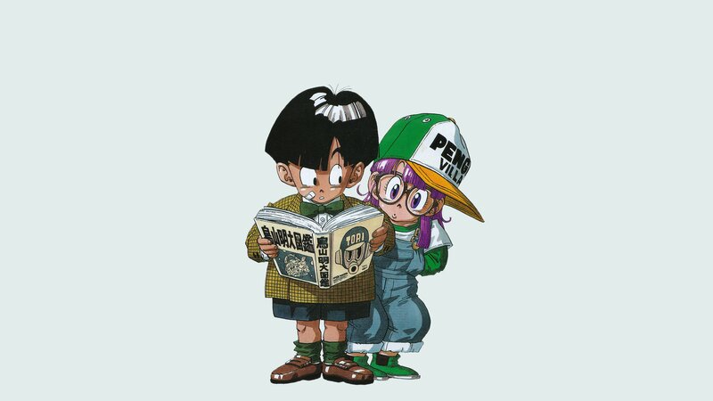 Two Children Reading Book — Green, Calm, Anime