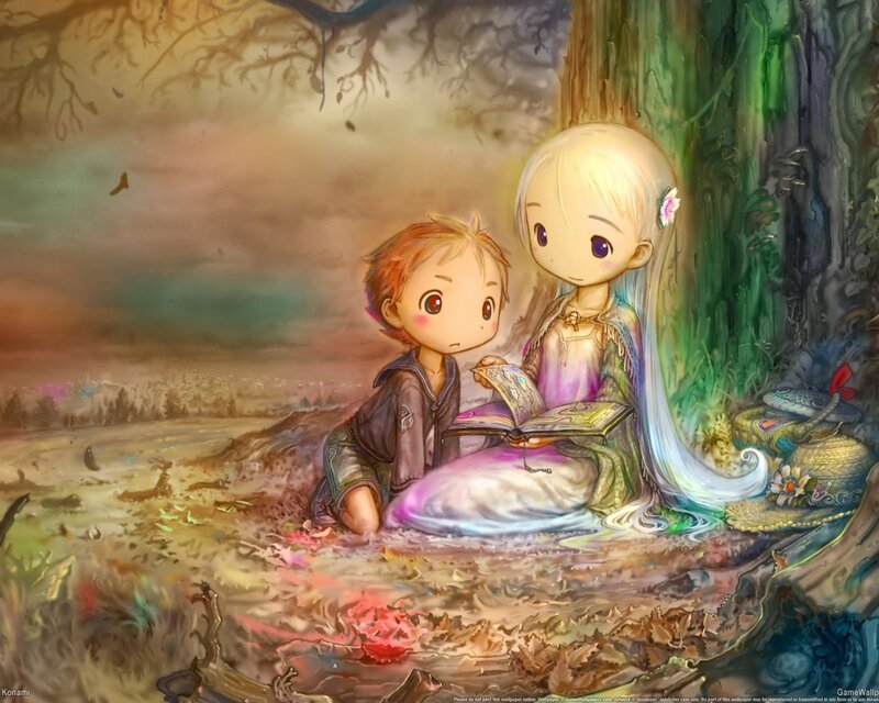 Two Children Reading Book — Green