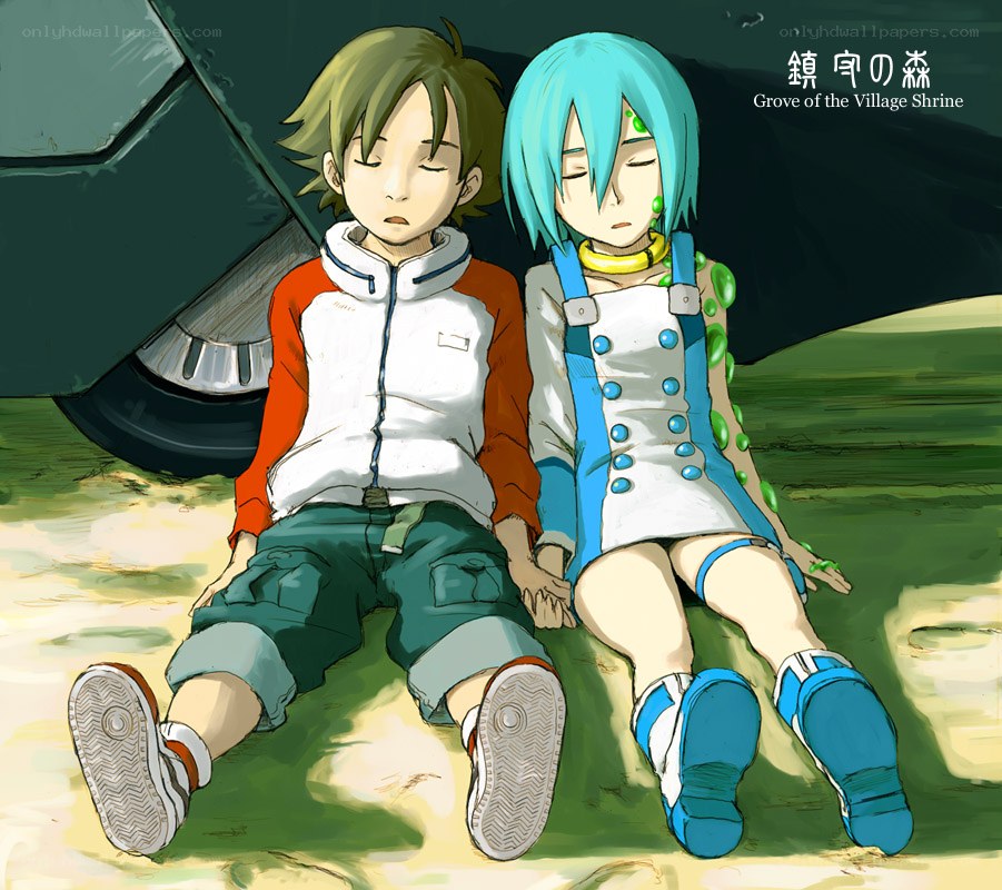 Two children resting in a grove