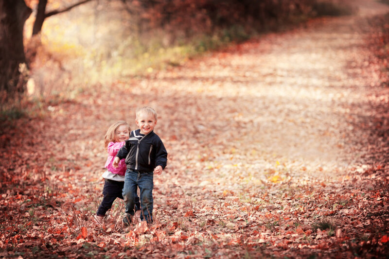 Two Children Running — Brown, Playful