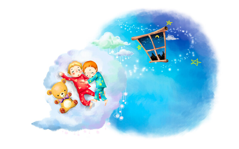 Two Children Sleeping — Blue