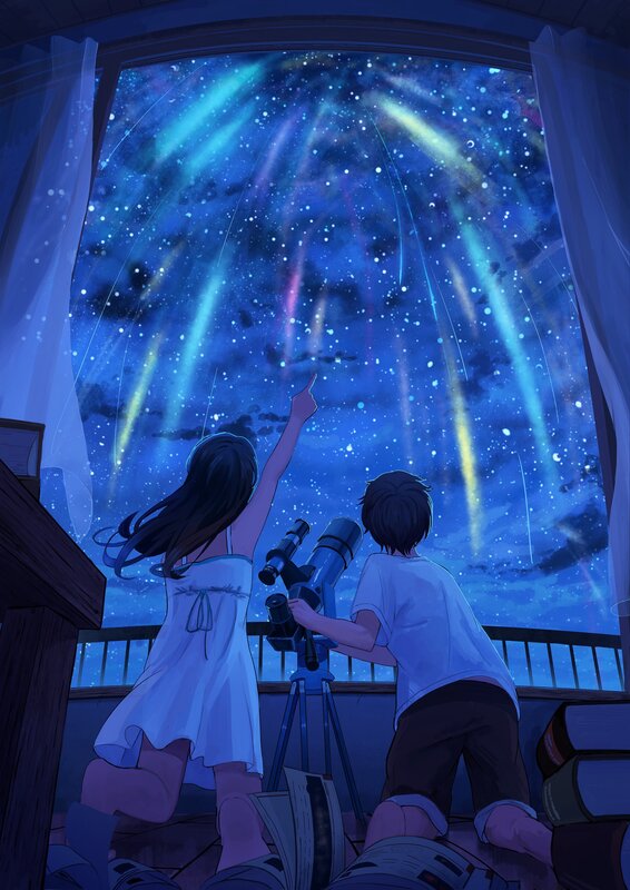 Two Children Stargazing