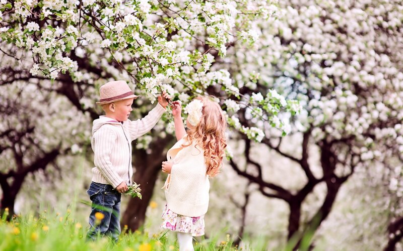 Two Children under Blossoms