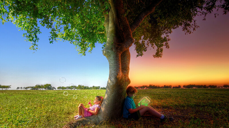 Two Children under Tree
