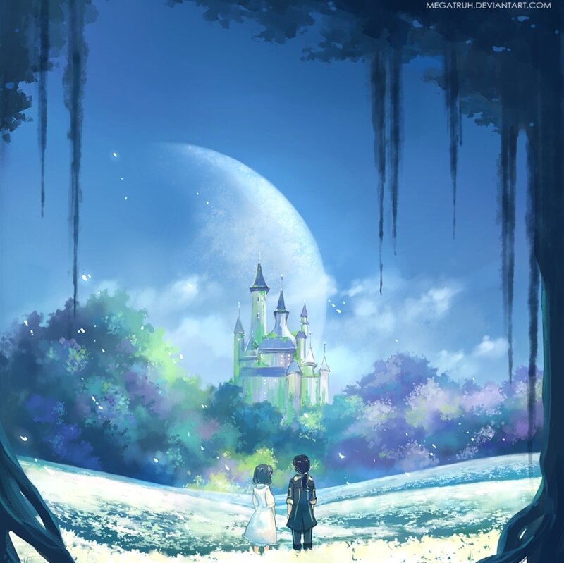 Two Children Viewing Castle