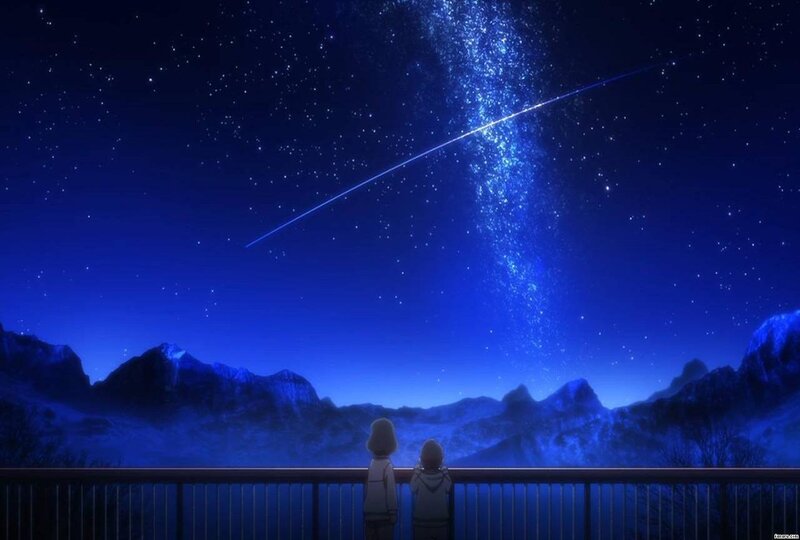 Two Children Watching Stars — Blue