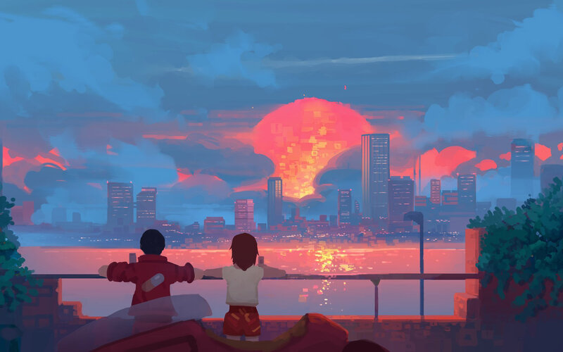 Two Children Watching Sunset