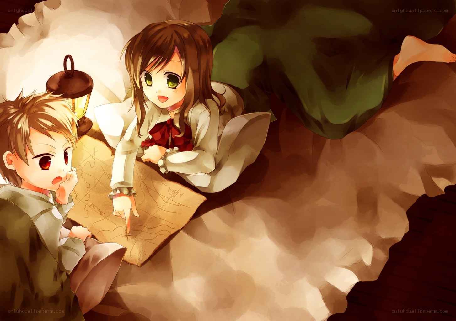 Two children with a map