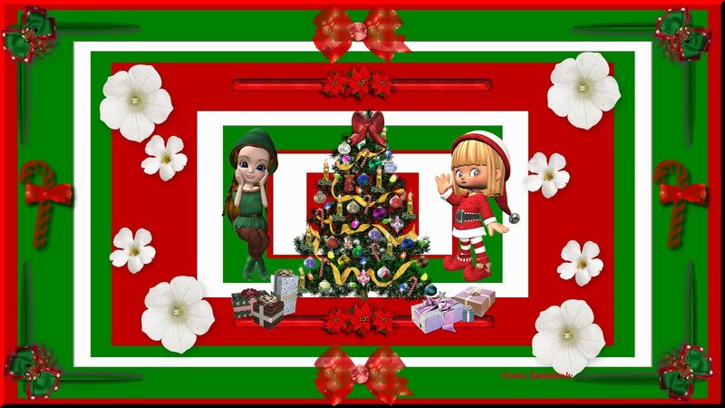 Two Children with Christmas Tree