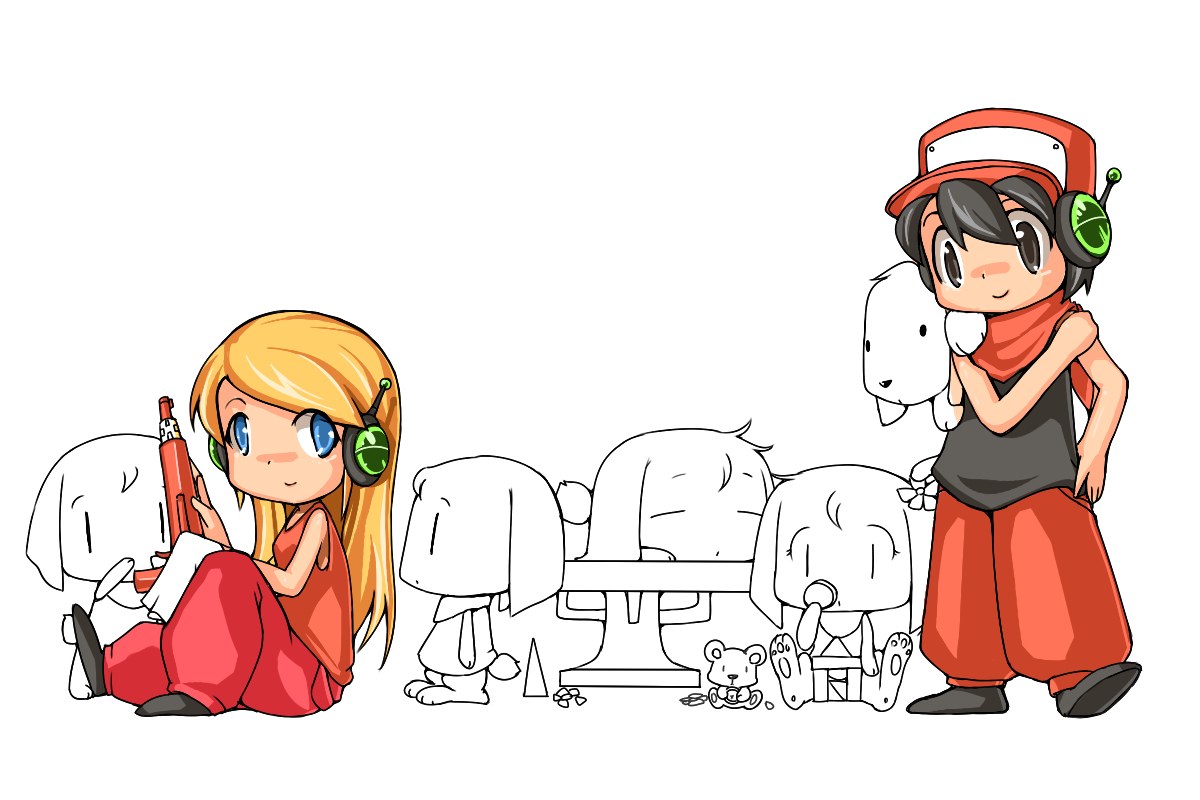Two children with headphones