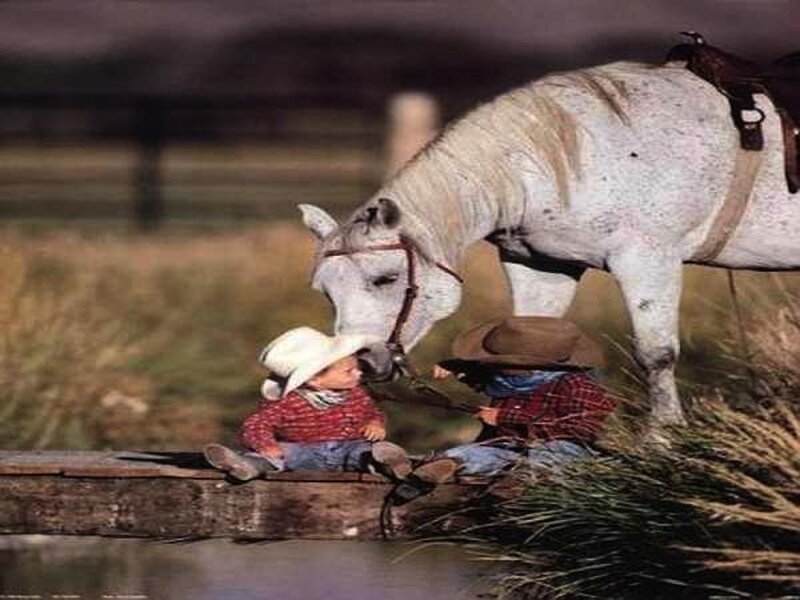 Two Children with Horse