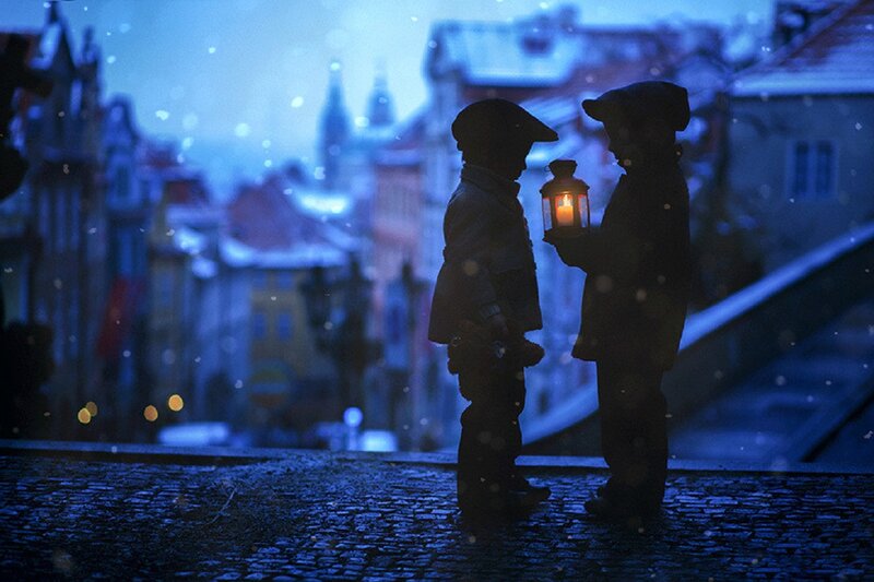 Two Children with Lantern