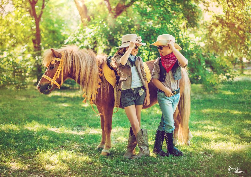 Two Children with Pony