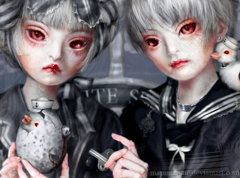 two children with red eyes