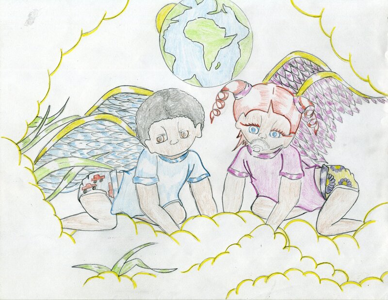 Two Children with Wings — White