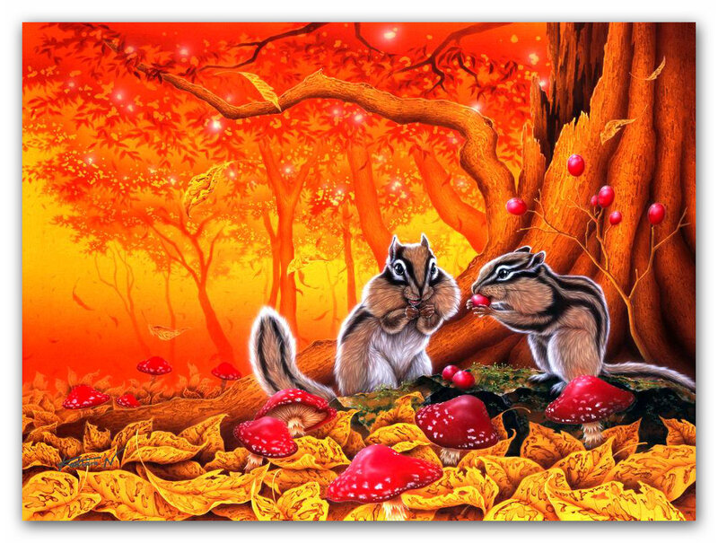 Two Chipmunks Eating