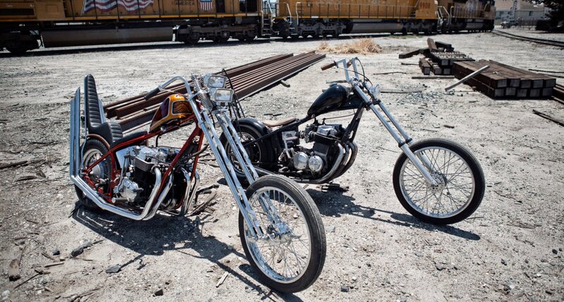 Two Chopper Motorcycles — Black