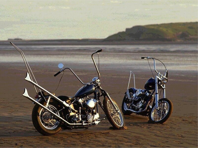 Two Chopper Motorcycles