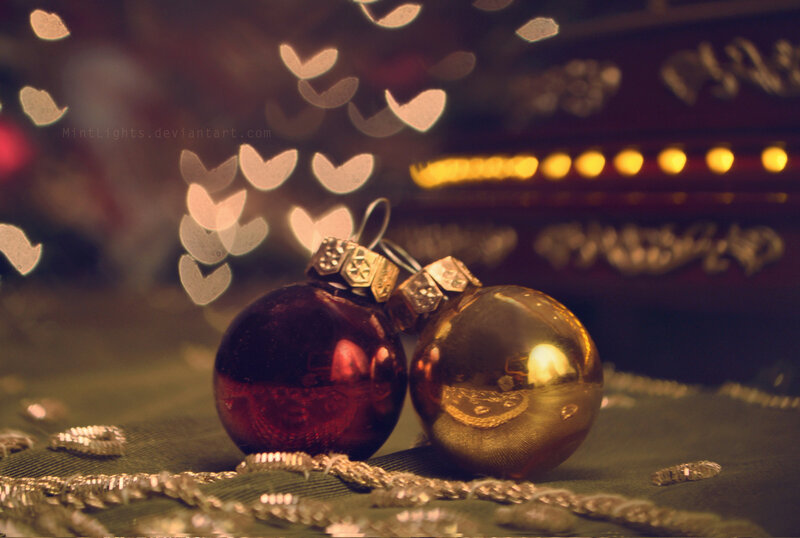 Two Christmas Ornaments — Gold