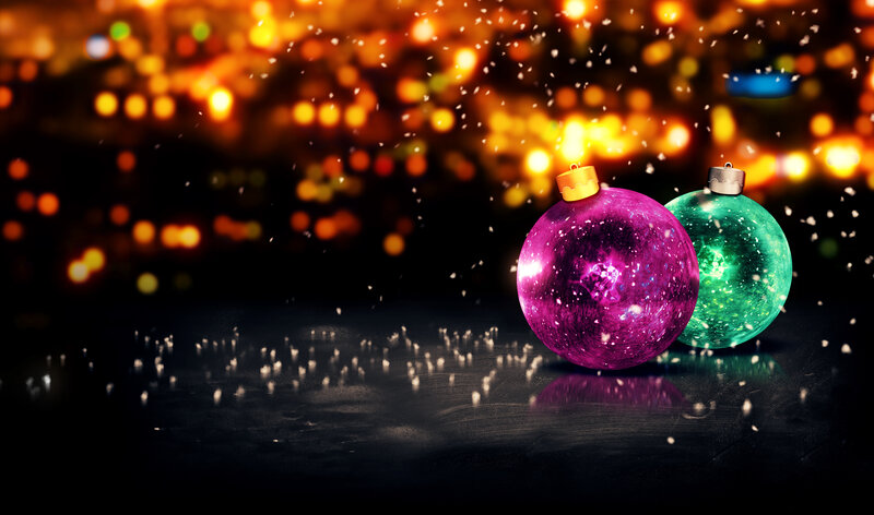 Two Christmas Ornaments — Purple