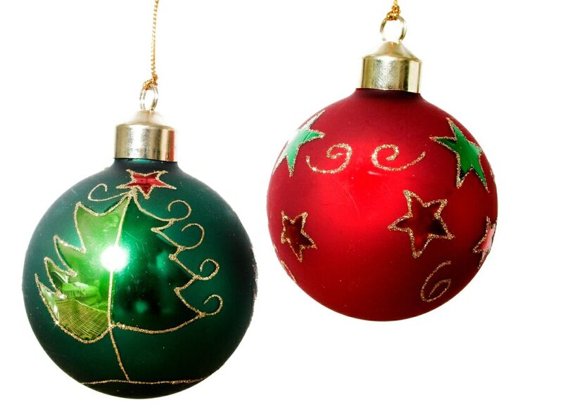 Two Christmas Ornaments — Red, Festive