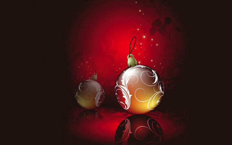 Two Christmas Ornaments — Red
