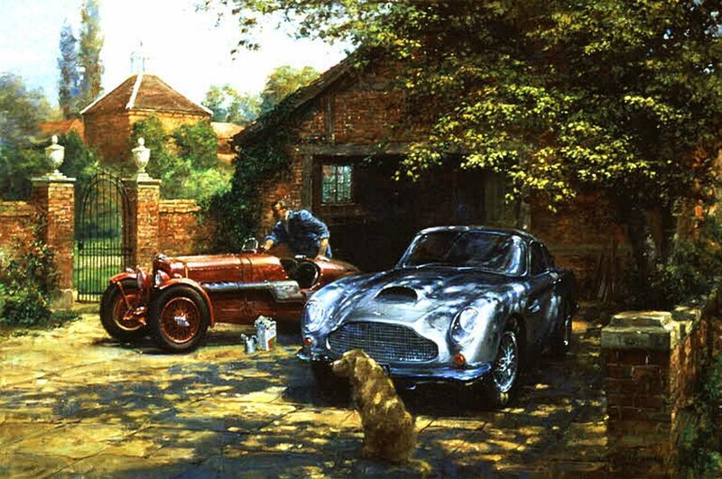 Two Classic Cars in Driveway