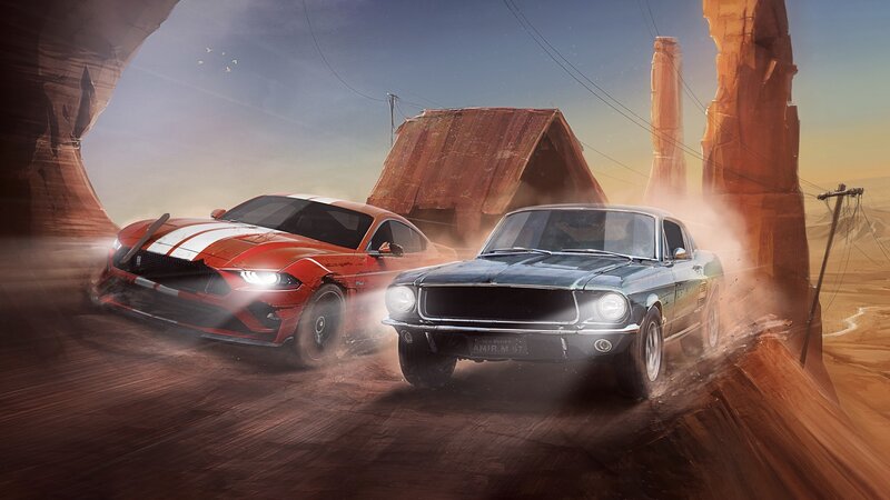 Two Classic Cars Racing