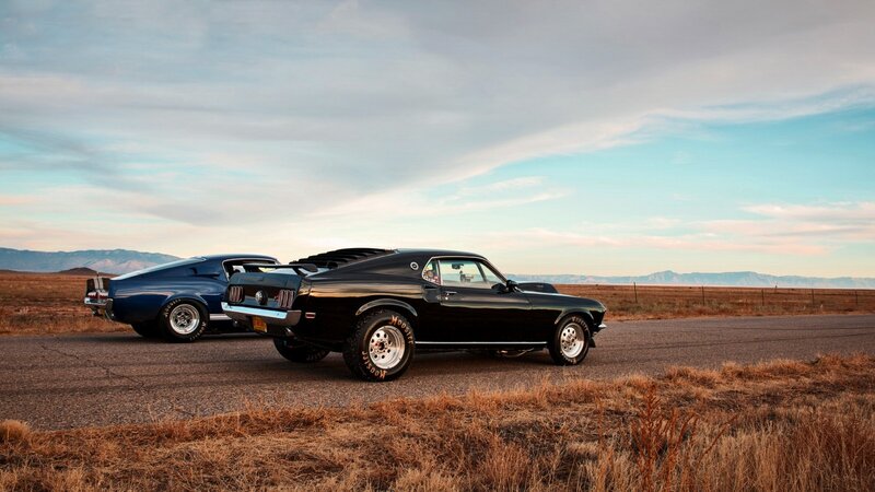 Two Classic Muscle Cars — Black, Serene