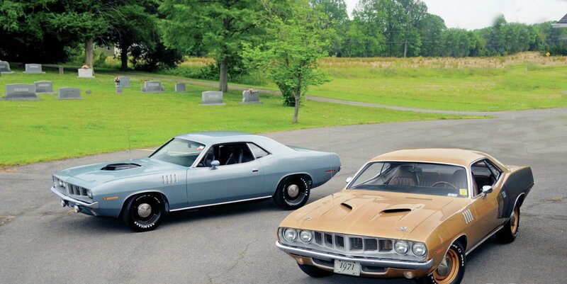 Two Classic Muscle Cars — Blue, Serene