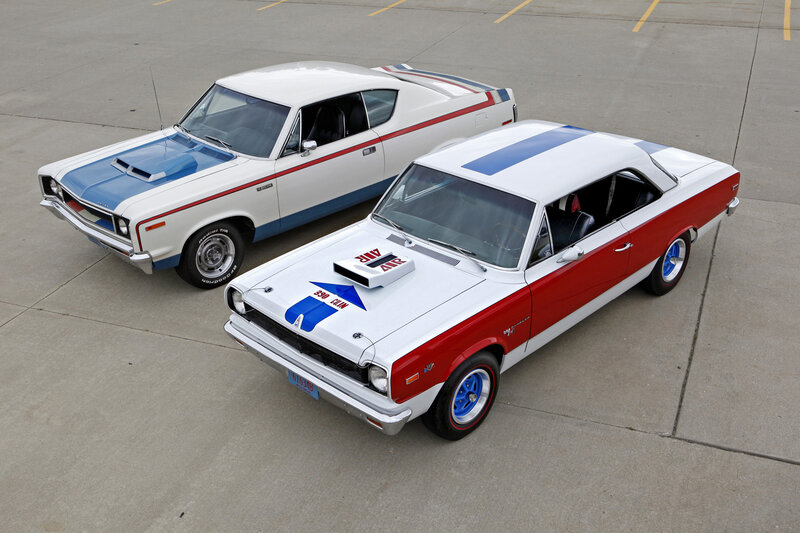 Two Classic Muscle Cars — White