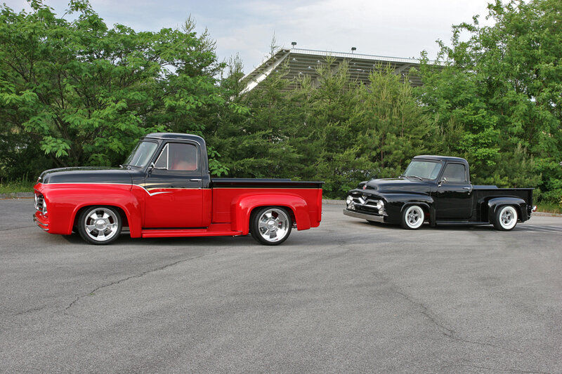 Two Classic Pickup Trucks — Red