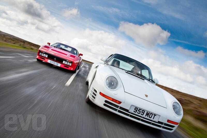 Two classic sports cars racing