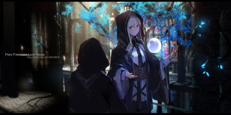 Two Cloaked Figures — Black, Dramatic